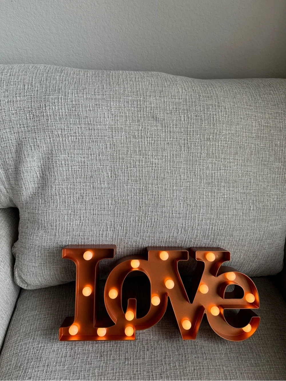 Marquee Love Sign with Warm Bulbs - Orange
